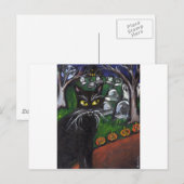 Black cat Vampire Halloween Art Postkarte (Vorne/Hinten)