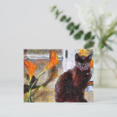 Black Cat Van Gogh Postcard Postkarte (Stehend Vorderseite)