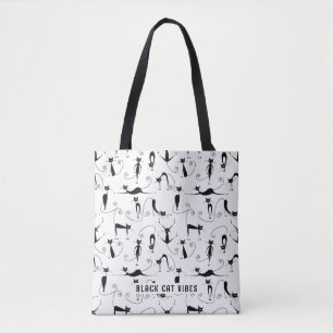Black Cat Vibes Individuelle Name Tote Bag Tasche