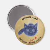 Black cat viel Glück Magnet (Vorderseite/Rückseite)