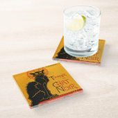 Black Cat Vintag Halloween Steinlen Poster Glasuntersetzer (Schrägansicht)