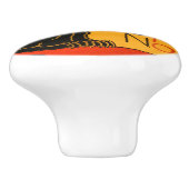 Black Cat Vintag Halloween Steinlen Poster Keramikknauf (Seitenansicht)