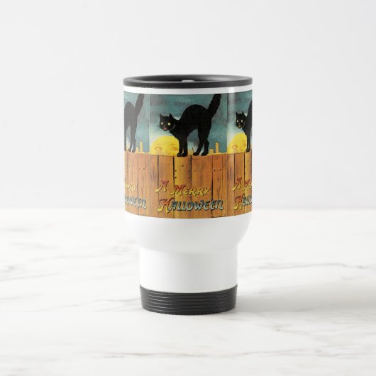 Black Cat Vintag Halloween Thema Tasse (Mittel)