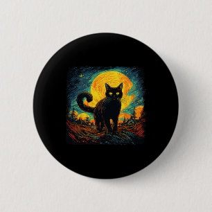 Black Cat Vintag Retro Style Cat Kunstvoll wandern Button