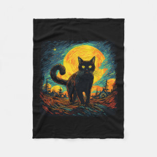 Black Cat Vintag Retro Style Cat Kunstvoll wandern Fleecedecke