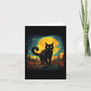 Black Cat Vintag Retro Style Cat Kunstvoll wandern Karte