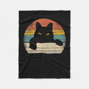Black Cat Vintag Retro Style - Cats Lover Gift Fleecedecke
