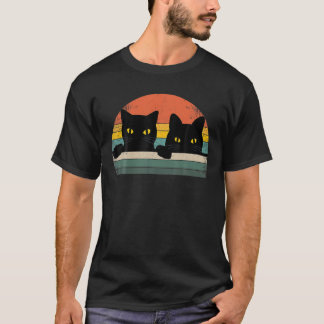 Black Cat Vintag Retro Style - Katzen länger T-Shirt