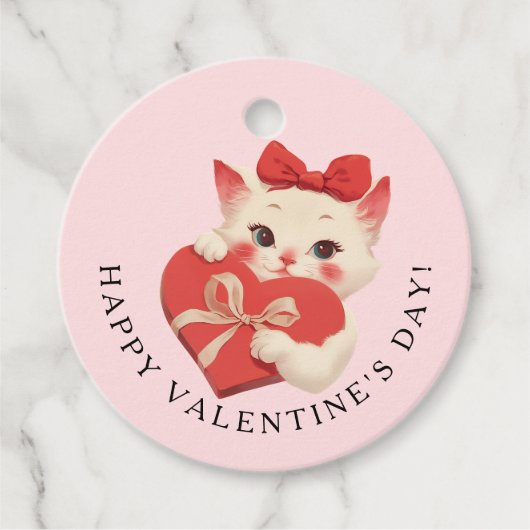 Black Cat Vintage Cat Valentine’s Day Geschenkanhänger (Vorderseite)