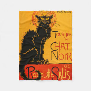 Black Cat Vintage Halloween Steinlen Poster Fleecedecke