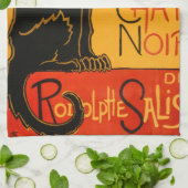 Black Cat Vintage Halloween Steinlen Poster Geschirrtuch (Gefaltet)