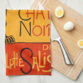 Black Cat Vintage Halloween Steinlen Poster Geschirrtuch (Viertel Falte)