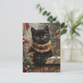 Black Cat Vintage Postkarte (Stehend Vorderseite)