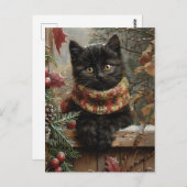 Black Cat Vintage Postkarte (Vorne/Hinten)