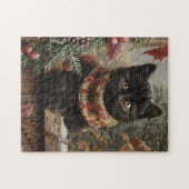Black Cat Vintage Weihnachten Puzzle (Horizontal)