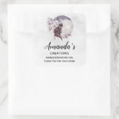 Black Cat von einem magischen Full Moon-Geschäft Quadratischer Aufkleber (Tasche)