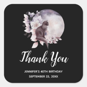 Black Cat von einem magischen Vollmond Danke Quadratischer Aufkleber