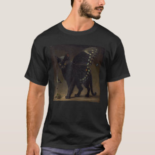 Black Cat Walking Butterfly Men Girls Kinder T-Shirt