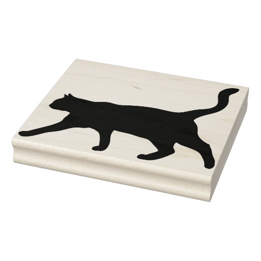 Black Cat Walking Silhouette Gummi Briefmarke Gummistempel (Stempel)
