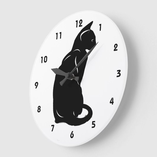 Black Cat Wall Clock Große Wanduhr (Winkel)
