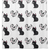 Black Cat Watching Butterfells Duschvorhang (Vorderseite)