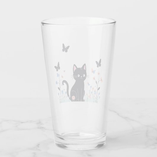 Black Cat Watching Butterfells Glas (Rückseite)