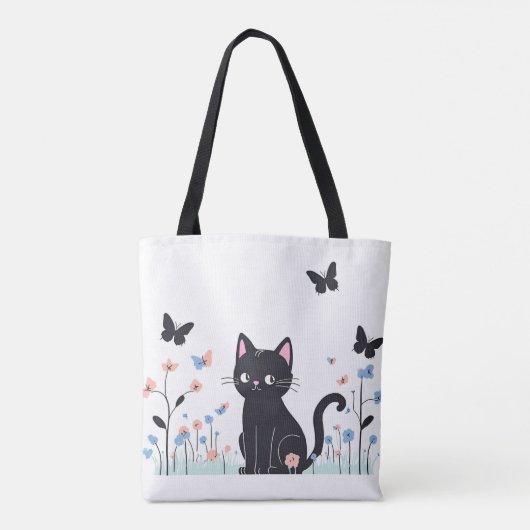 Black Cat Watching Butterfells Tasche (Rückseite)