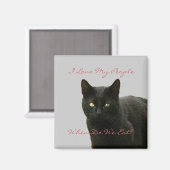 Black Cat Watching Magnet (Vorderseite/Rückseite)