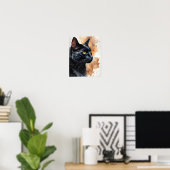Black Cat Watercolor Elegant Feline Wall Art Print Poster (Heimbüro)