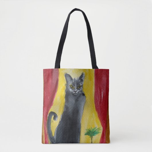 Black Cat Watercolor Kunst Tasche (Vorderseite)