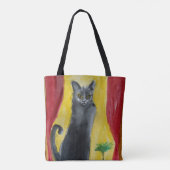 Black Cat Watercolor Kunst Tasche (Rückseite)