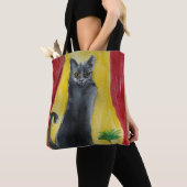 Black Cat Watercolor Kunst Tasche (Von Nahem)