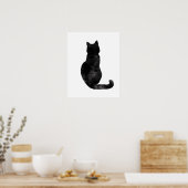 Black Cat Watercolor Minimal Modernes einfaches Po Poster (Küche)