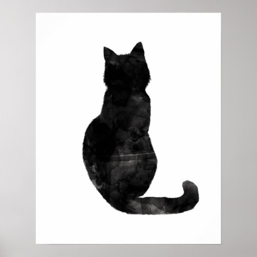 Black Cat Watercolor Minimal Modernes einfaches Po Poster (Vorne)