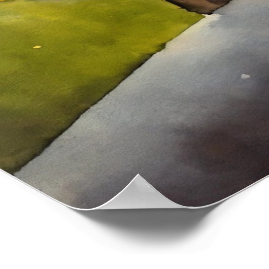 Black Cat Watercolor Wall Poster (Ecke)