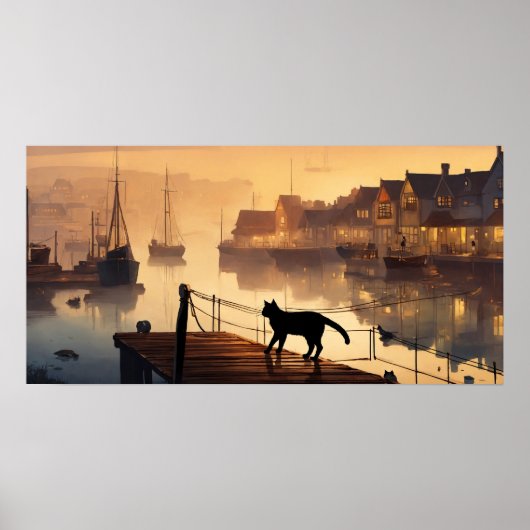 Black Cat Watercolor Wall Poster (Vorne)