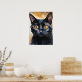 Black Cat Watercolor Wall Poster (Küche)