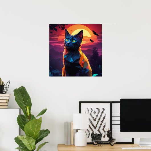 Black Cat Watercolor Wall Poster (Heimbüro)