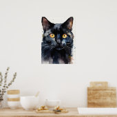 Black Cat Watercolor Wall Poster (Küche)