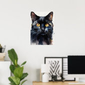 Black Cat Watercolor Wall Poster (Heimbüro)