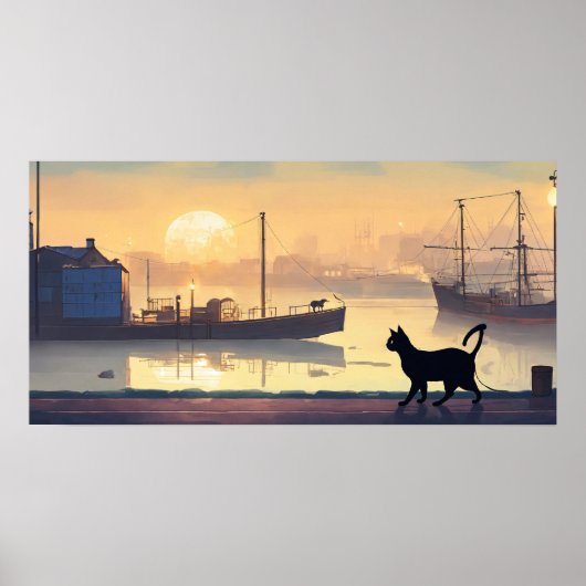 Black Cat Watercolor Wall Poster (Vorne)