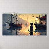 Black Cat Watercolor Wall Poster (Vorne)