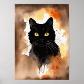 Black Cat Watercolor Wall Poster (Vorne)