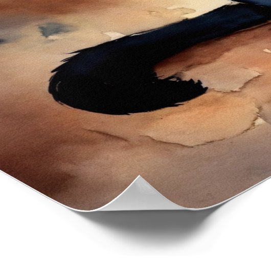 Black Cat Watercolor Wall Poster (Ecke)