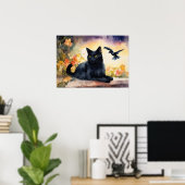 Black Cat Watercolor Wall Poster (Heimbüro)