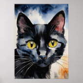 Black Cat Watercolor Wall Poster (Vorne)