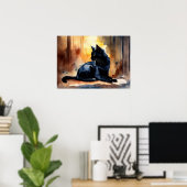 Black Cat Watercolor Wall Poster (Heimbüro)