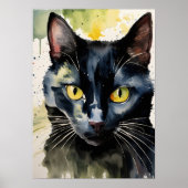 Black Cat Watercolor Wall Poster (Vorne)