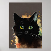 Black Cat Watercolor Wall Poster (Vorne)