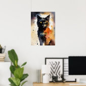 Black Cat Watercolor Wall Poster (Heimbüro)